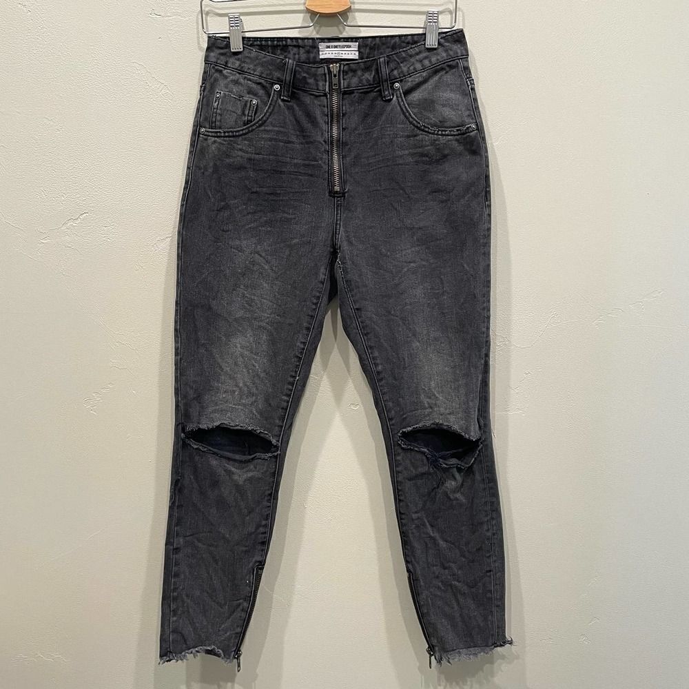 One Teaspoon High Waist Freebird Rigid Skinny Leg Jeans - Size: 27